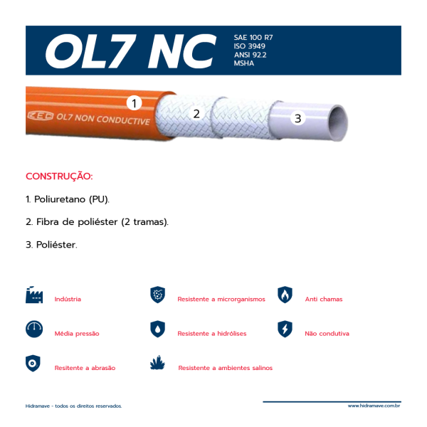 MANGUEIRA TERMOPLASTICA SRIE OL7 NO CONDUTIVA