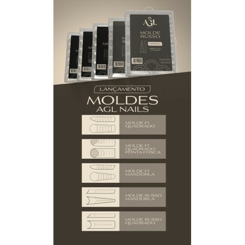 AGL NAILS MOLDE RUSSO QUADRADO