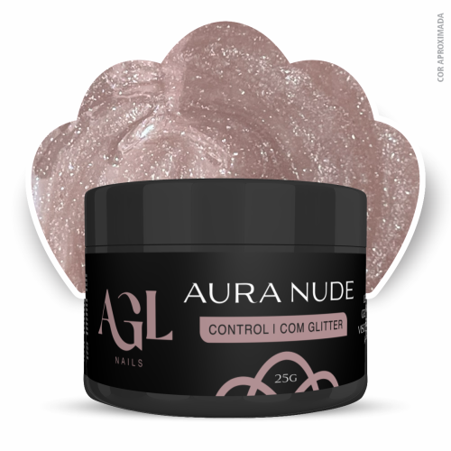 AGL NAILS GEL AURA NUDE COM GLITTER 25G CONTROL