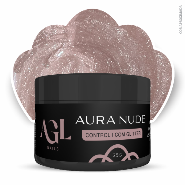 AGL NAILS GEL AURA NUDE COM GLITTER 25G CONTROL