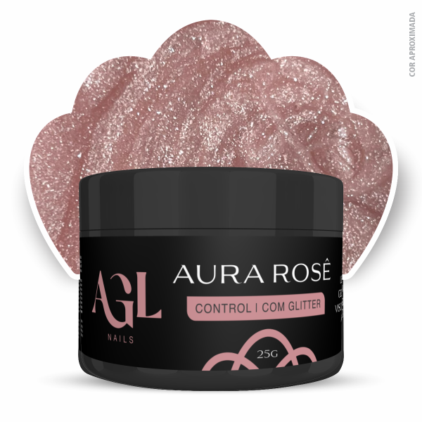 AGL NAILS GEL AURA ROS� COM GLITTER 25G CONTROL