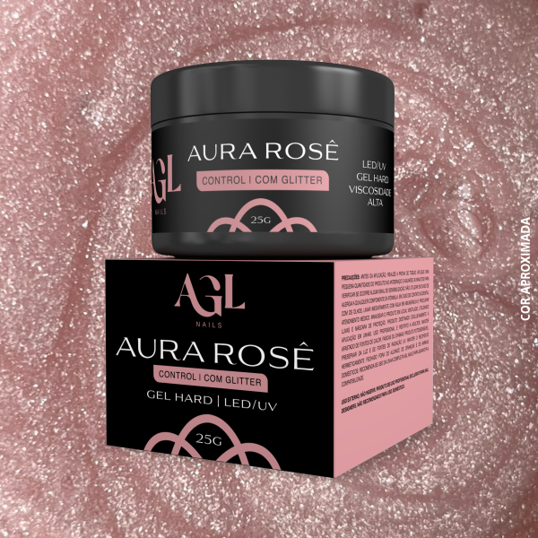 AGL NAILS GEL AURA ROS� COM GLITTER 25G CONTROL