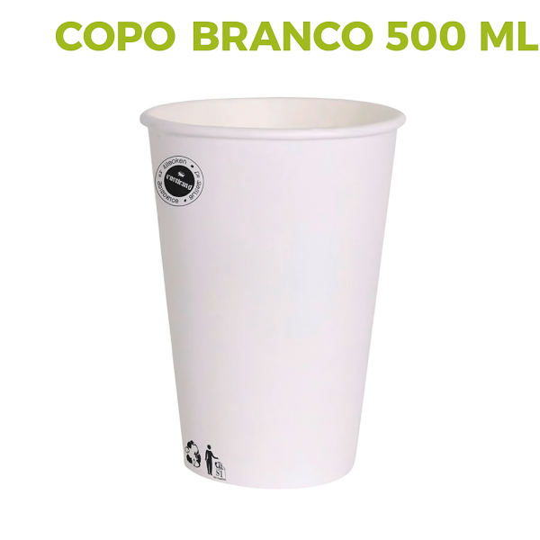 Copo Branco de Papel Biodegrad�vel 500 ml - 1000 unidades