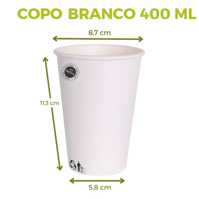 Copo Branco de Papel Biodegrad�vel 400 ml