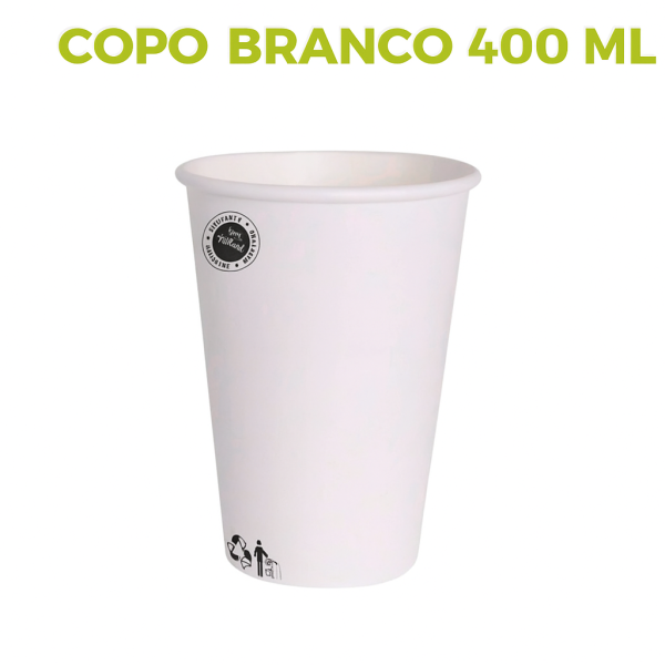 Copo Branco de Papel Biodegrad�vel 400 ml