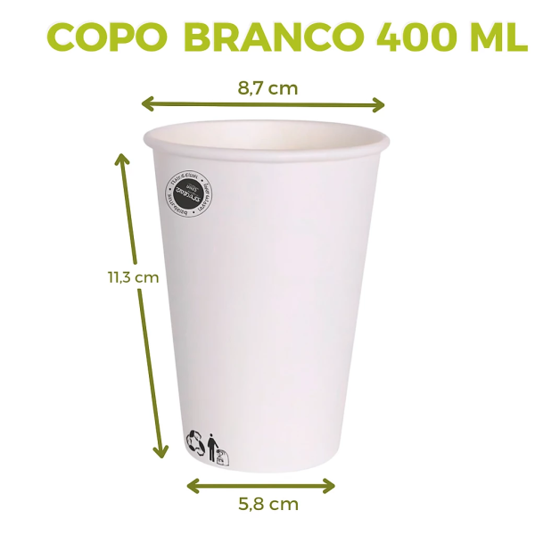 Copo Branco de Papel Biodegrad�vel 400 ml
