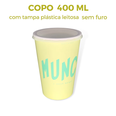 Copo Personalizado com Tampa Pl�stica Sem Furo 400 ml
