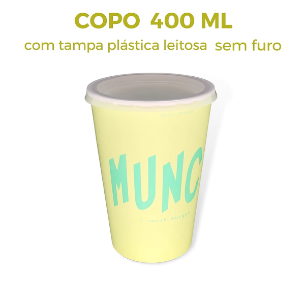 Copo Personalizado com Tampa Pl�stica Sem Furo 400 ml