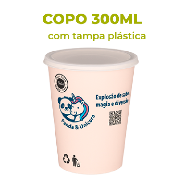 Copo Personalizado com Tampa Pl�stica Reta 300 ml