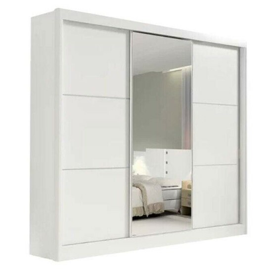 Guarda-roupa Casal 2,73m Los Angeles Branco 3 Portas 6 Gavetas 100% MDF com Espelho - D Doro