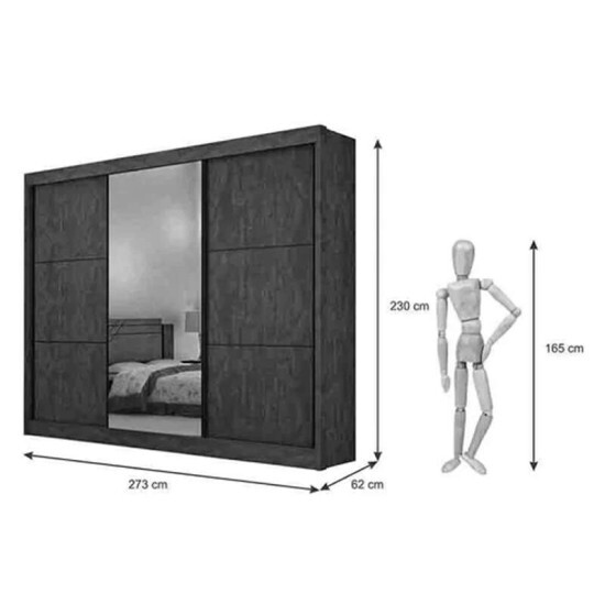 Guarda-roupa Casal 2,73m Los Angeles Branco 3 Portas 6 Gavetas 100% MDF com Espelho - D Doro