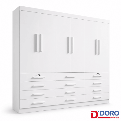 Guarda-roupa M�naco Plus 6 Portas Branco Larg. 2.40m - D Doro