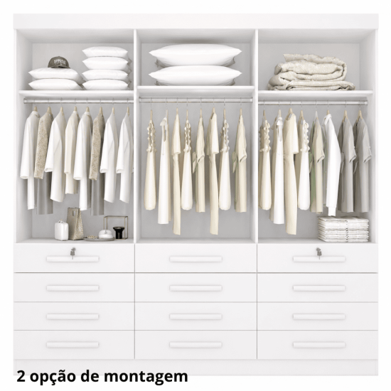 Guarda-roupa Casal 2,40m M�naco Plus Branco 6 Portas 12 Gavetas 100% MDF - D Doro