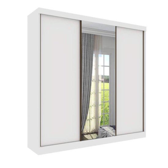 Guarda-roupa Casal 2,40m Dacar Neve 3 Portas 4 Gavetas com 1 Espelho - Tcil