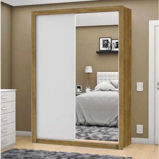 Guarda-Roupa Solteiro 2 portas It�lia Com Espelho Freij�/Branco Carioca