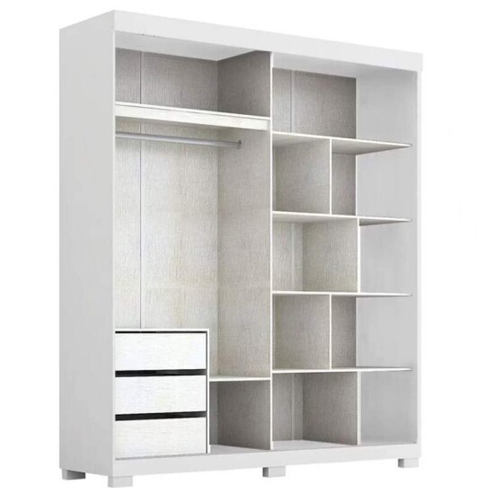 Guarda-roupa Heloisa Nature/Off 2 Portas C/ 1 Espelho e Ps 100% MDF Larg. 1.80m - ACP