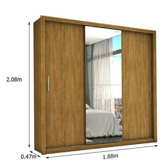 Guarda-roupa Casal 3 Portas com Espelho Veneza Freij� Carioca