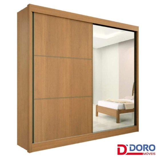 Guarda-roupa Casal 2,20m Titanium Cinamomo/Off 2 Portas 6 Gavetas 100% MDF com 1 Espelho Portas Flex - D Doro