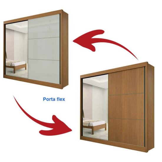 Guarda-roupa Casal 2,20m Titanium Cinamomo/Off 2 Portas 6 Gavetas 100% MDF com 1 Espelho Portas Flex - D Doro