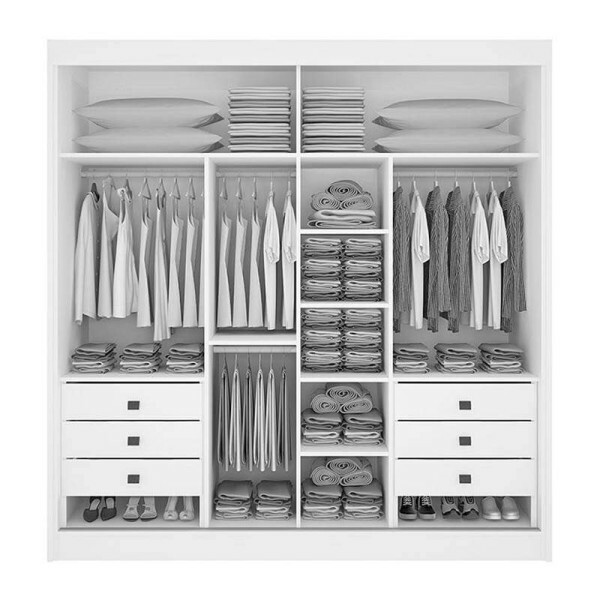 Guarda-Roupa Casal 2 Portas Titanium c/1Espelho MDF Branco Larg. 2.20m D Doro