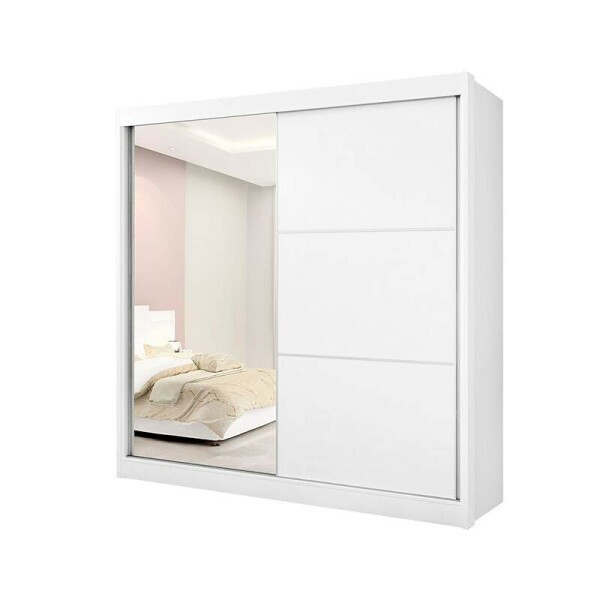 Guarda-Roupa Casal 2 Portas Titanium c/1Espelho MDF Branco Larg. 2.20m D Doro