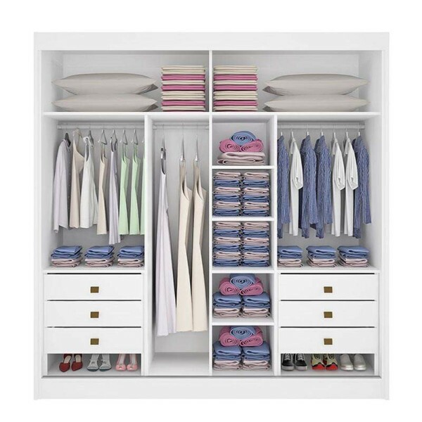 Guarda-Roupa Casal 2 Portas Titanium c/1Espelho MDF Branco Larg. 2.20m D Doro