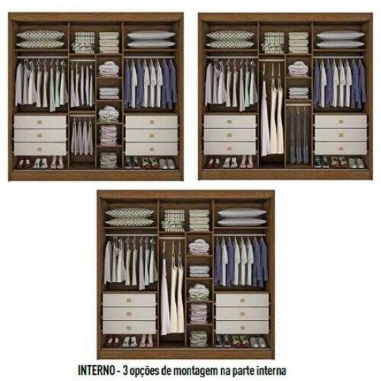 Guarda-roupa Casal 2,43m New Dallas Branco 3 Portas 6 Gavetas 100% MDF - D Doro