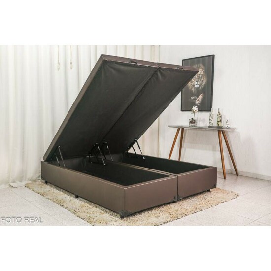 Base Box Ba� Queen Bipartido Eli 158x198x42 Korino Marrom Blindado Nature
