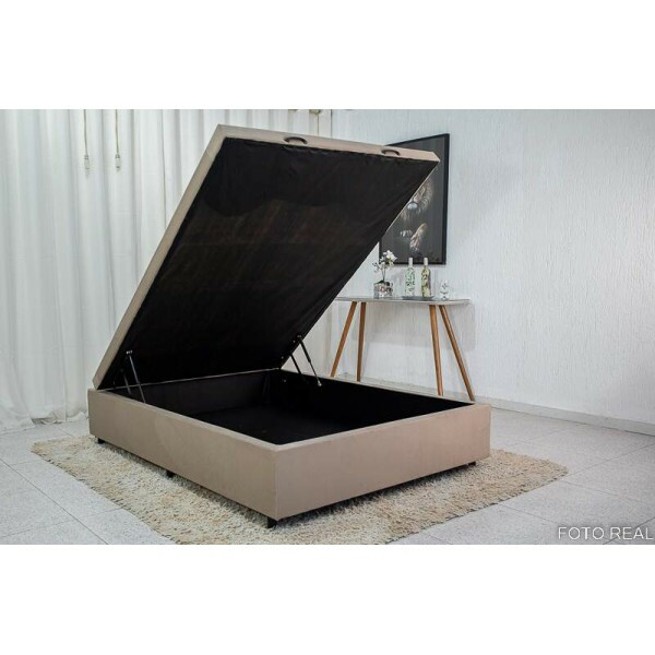 Base Box Ba Casal Eli 138x188x42 Sued Bege Blindado Nature