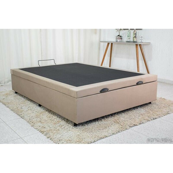 Base Box Ba Casal Eli 138x188x42 Sued Bege Blindado Nature