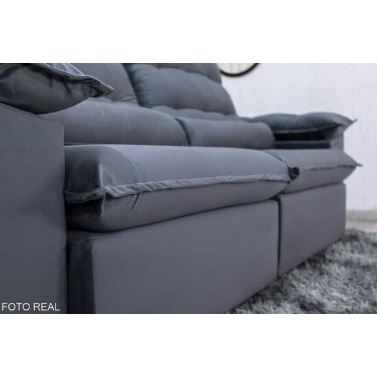 Sof� Retr�til Reclin�vel Emanuelly 2.50m Veludo Cinza 20