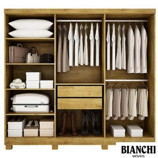 Guarda-roupa Casal Sergipe Nature/Off 6 Portas C/ Ps 100% MDF Larg. 1.80m - Bianchi
