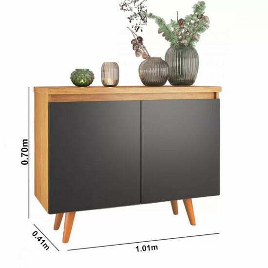 Buffet Uno com 2 Portas larg. 1.01m Mel/Preto Viero
