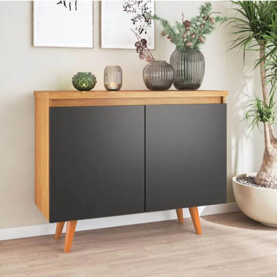 Buffet Uno com 2 Portas larg. 1.01m Mel/Preto Viero