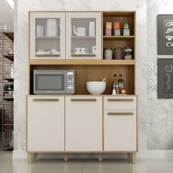 Arm�rio de Cozinha 1,20m Rubi Cinamomo/Off - Valdem�veis
