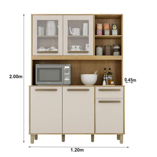 Arm�rio de Cozinha 1,20m Rubi Cinamomo/Off - Valdem�veis