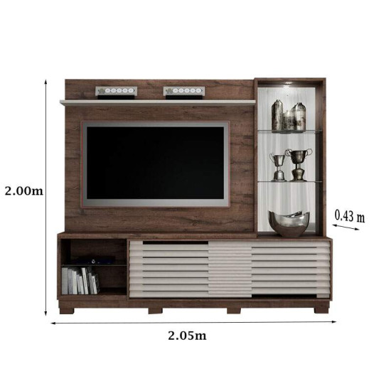 Home 2,05m Ravena Castanho/Off White para TV at� 65\" - Valdem�veis