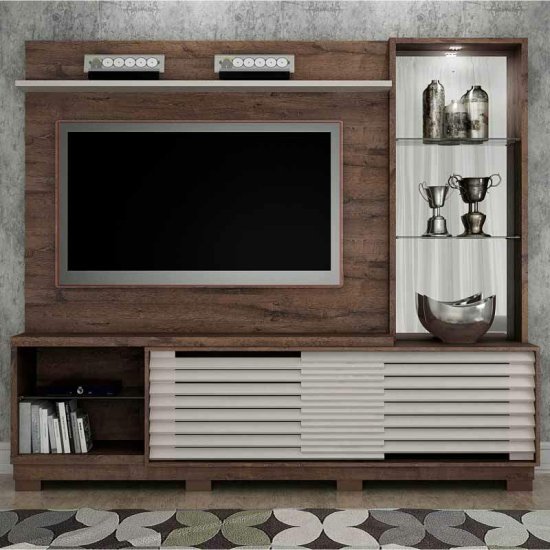 Home 2,05m Ravena Castanho/Off White para TV at� 65\" - Valdem�veis