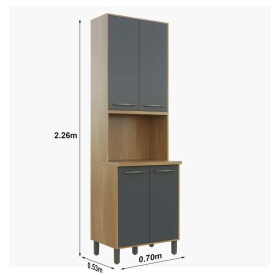Paneleiro �ustria 4 Portas com Nicho Cinamomo/Grafite Valdemoveis