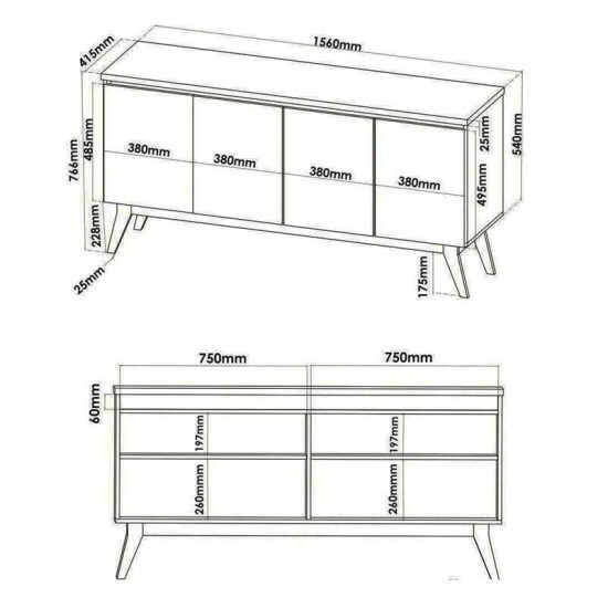 Buffet Filipe com 4 Portas larg. 1.56m Imbuia Viero