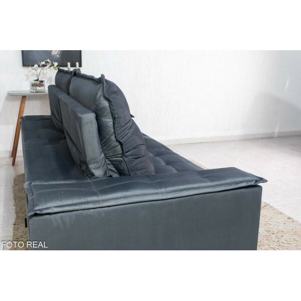 Sof Retrtil Reclinvel Atenas 2.30m Veludo Cinza 814 - D33 e Molas Ensacadas