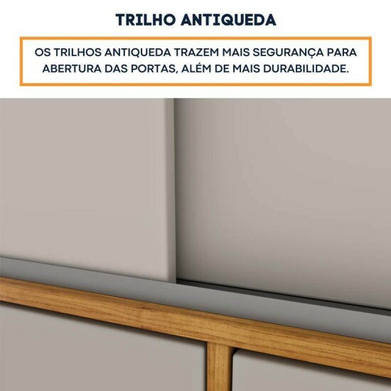 Guarda-Roupa Casal Chicago Larg. 1.99m 3 Portas c/Espelho Cinamomo/Off Tcil