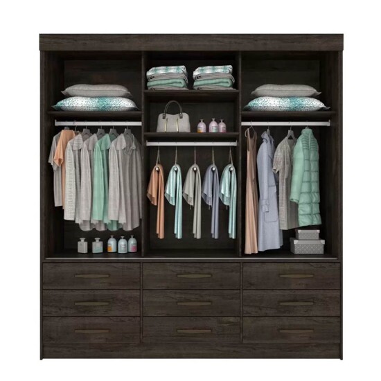 Guarda-Roupa Casal Chicago 3 Portas Larg. 1.99m c/Espelho Cumaru R�stico Tcil
