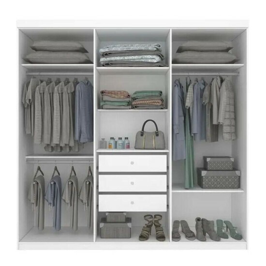 Guarda-Roupa Casal 6 Portas Olimpo Larg. 2.19m Neve Tcil