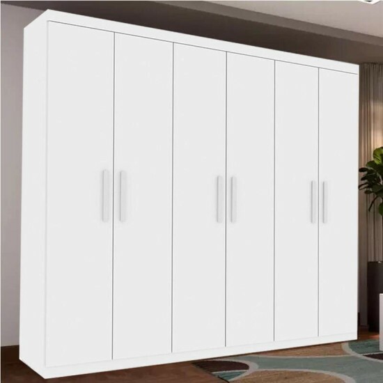 Guarda-Roupa Casal 6 Portas Olimpo Larg. 2.19m Neve Tcil