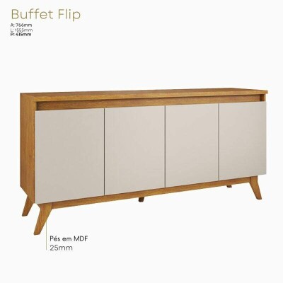 Buffet Filipe Mel/Off 4 Portas Larg. 1.56m - Viero