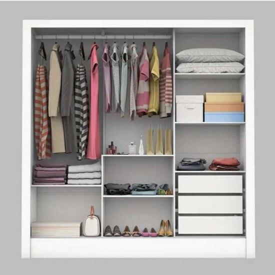 Gurda-roupa Dubai Branco 3 Portas C/ 1 Espelho Larg. 1.79m - Carioca