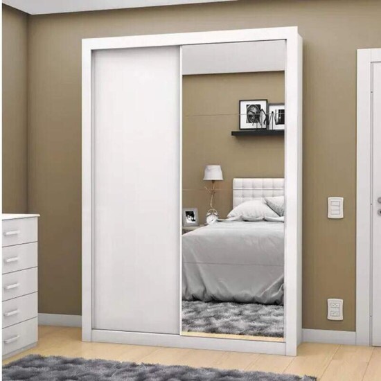 Guarda-Roupa Solteiro 2 portas It�lia Com Espelho Branco Carioca