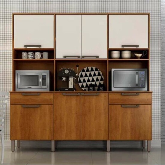 Arm�rio de Cozinha 8 Portas Imola Largura 2.00m Cinamomo/Off White Sall�to