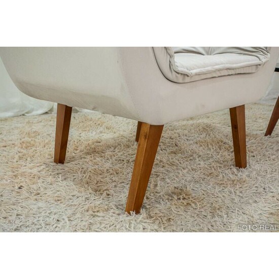 Poltrona P�rola Base Fixa Veludo Bege 3040/04